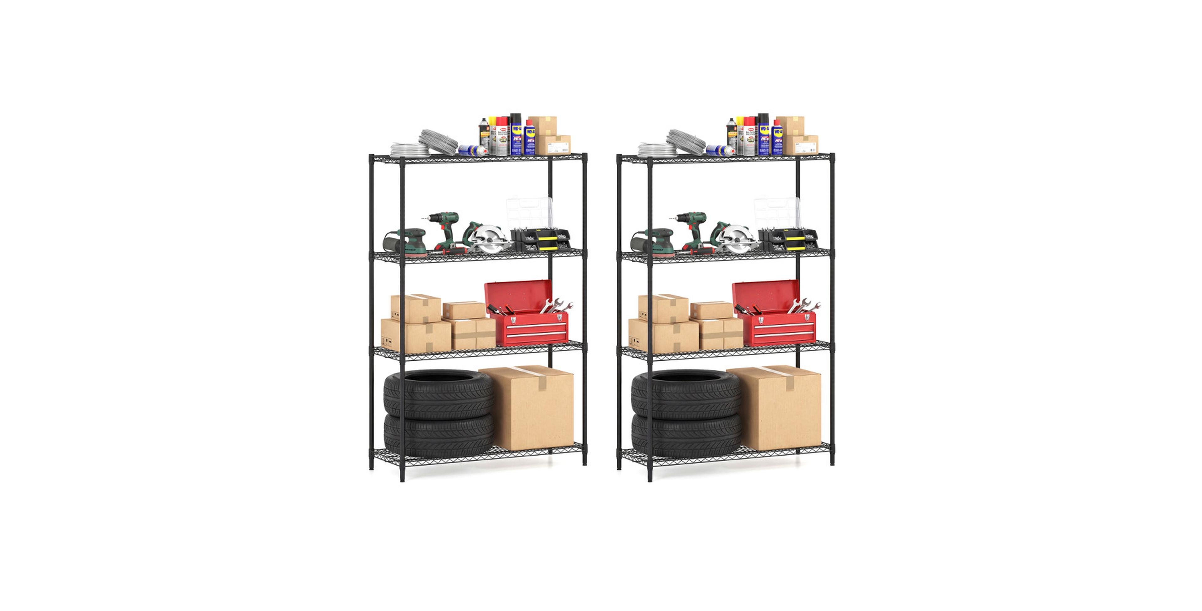 Gouun 72.5 Inch 2-Piece 4-Tier Metal Adjustable V-Shaped Wire Storage Shelving Unit