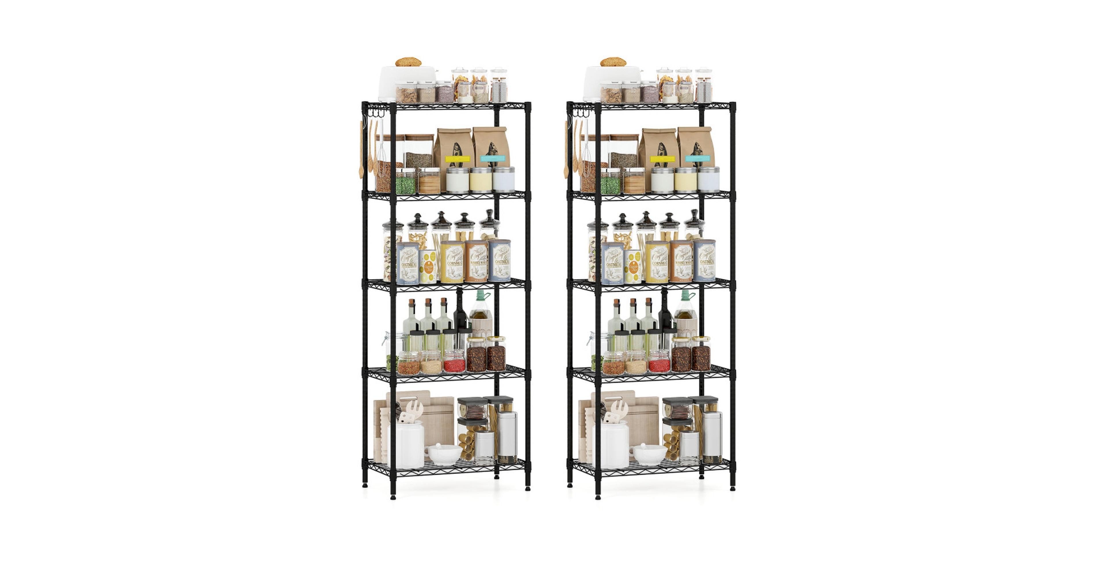 Gouun 60 Inch 2-Piece 5-Tier Metal Adjustable V-Shaped Wire Storage Shelving Unit