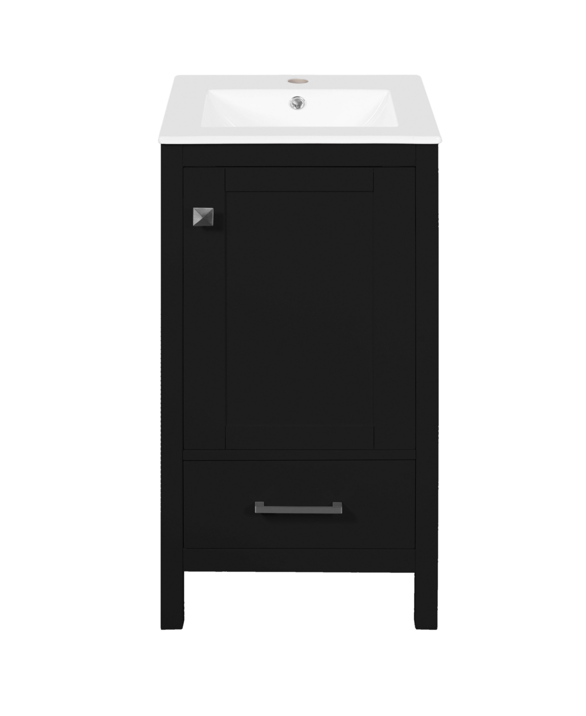 Sillysis 18 Inch Freestanding Bathroom Vanity, Mdf Cabinet with Solid Wood Frame, Ceramic Integrated Sink, Door-Mounted Organizer, Assembly Required -