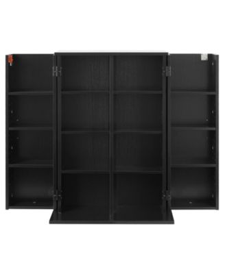 4-Tier Media Storage Cabinet DVD Shelf Organizer 24.02 x 14.49 x 33.31 in for CDs DVDs Books Games