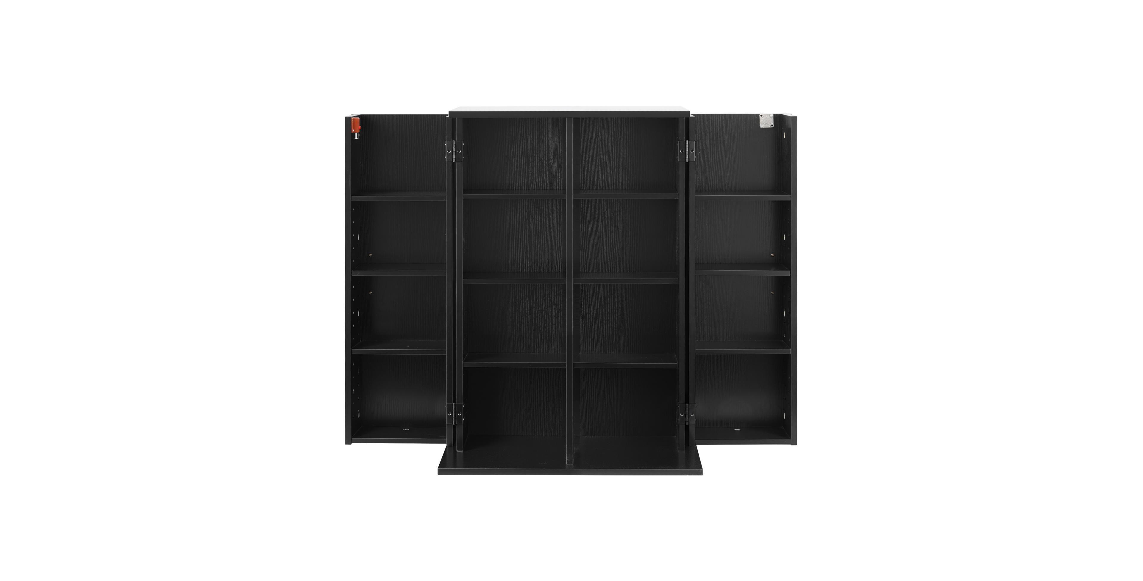 Sugift 4-Tier Media Storage Cabinet Dvd Shelf Organizer 24.02 x 14.49 x 33.31 in for CDs DVDs Books Games