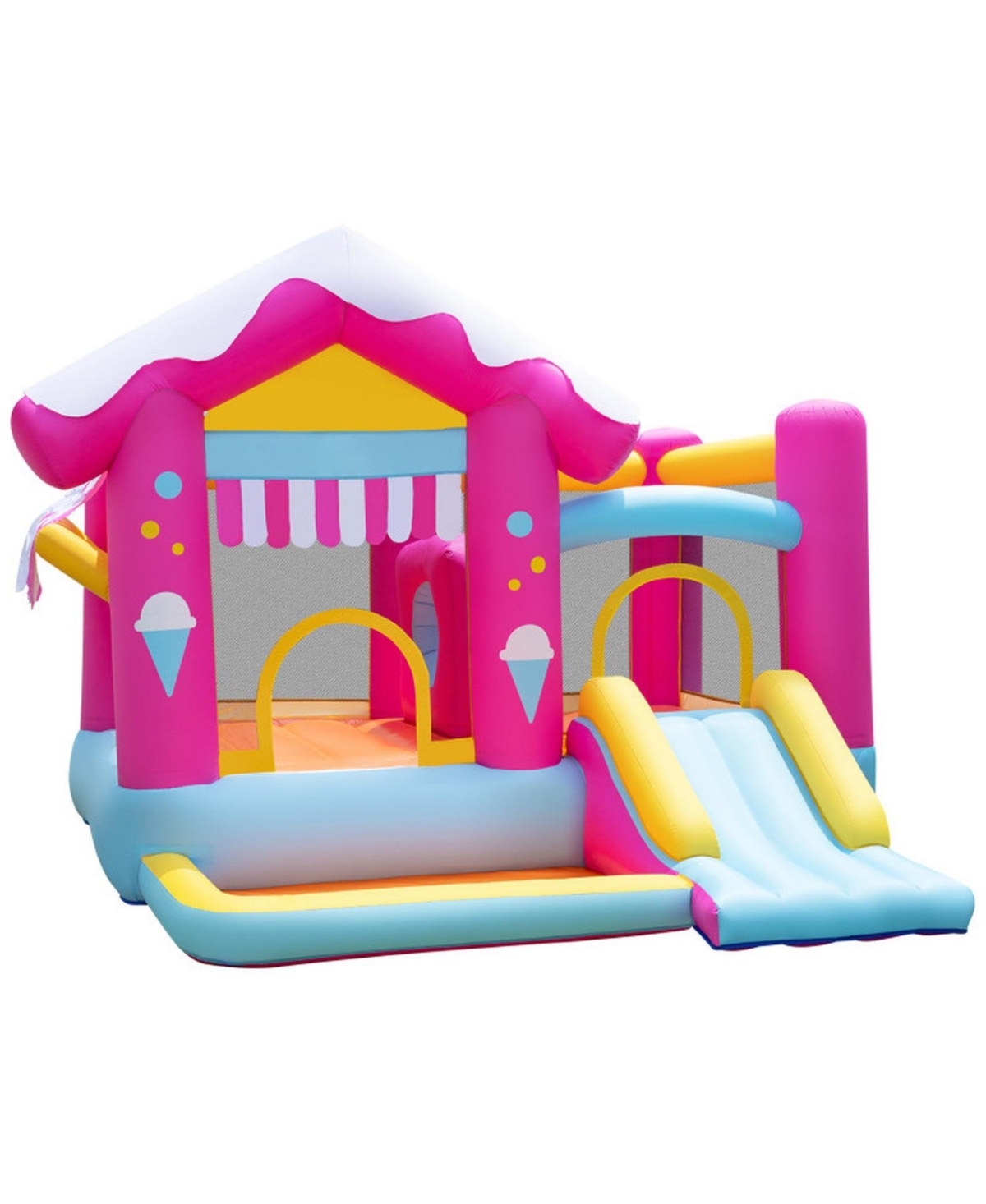 Sugift 5-in-1 Inflatable Bounce House with Tunnel and Slide, Supports 2 Children, Ages 3-12