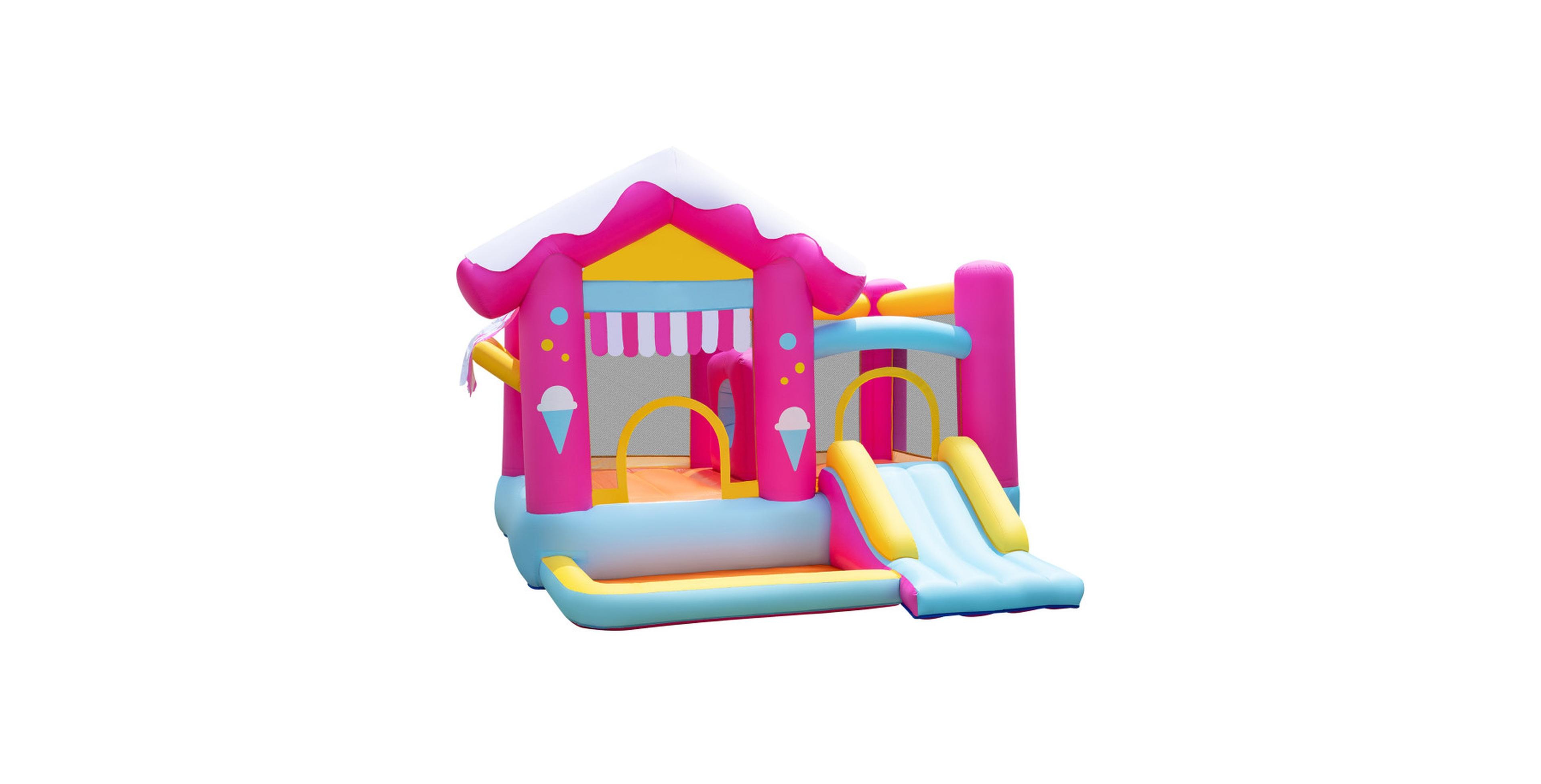 Sugift 5-in-1 Inflatable Bounce House with Tunnel and Slide, Supports 2 Children, Ages 3-12