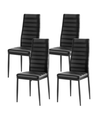 Set of 4 Faux Leather Dining Chairs with Thick Cushions