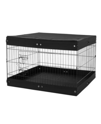 4-Panel 24 x 36in Foldable Metal Pet Exercise Pen with Door Top Cover and Bottom Pad for Pets