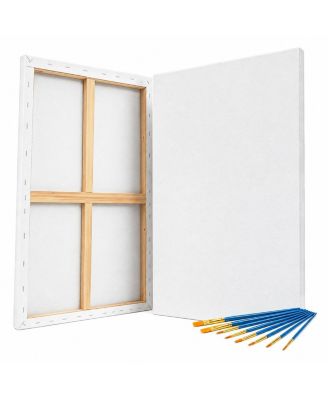 Stretched Blank Painting Canvases 2 Pack Pre Primed Cotton Art Supplies for Acrylic Oil Pouring