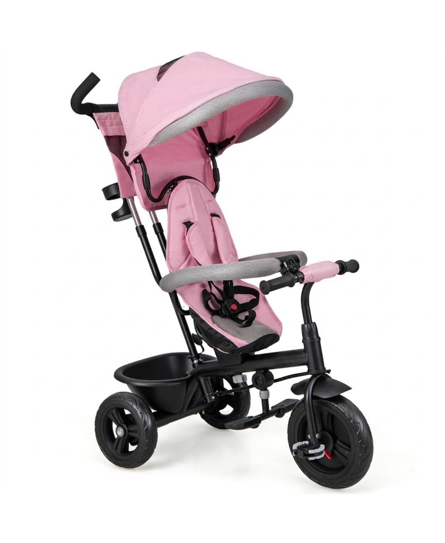 Детская игрушка HONGGE 4-in-1 Baby Trike with Removable Canopy, 55 lb. Capacity, Ages 9 Months-5 Years, цвет: Розовый — фото 10
