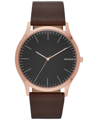 Skagen - Men's Dark Brown Leather Strap Watch 41mm SKW6330