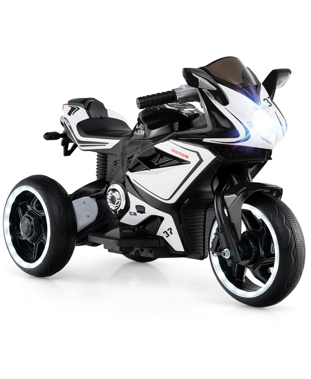 Mecale 6V Kids Ride-On Motorcycle with Led Wheel Lights, 66 lb. Capacity, Ages 3+ - Black