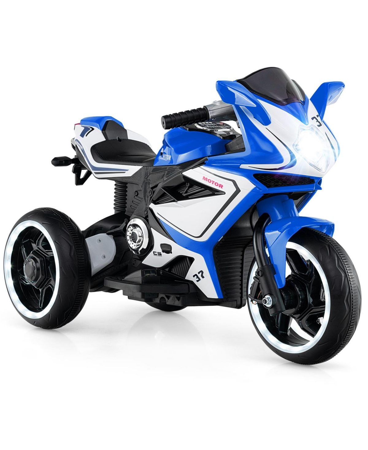 Mecale 6V Kids Ride-On Motorcycle with Led Wheel Lights, 66 lb. Capacity, Ages 3+ - Navy
