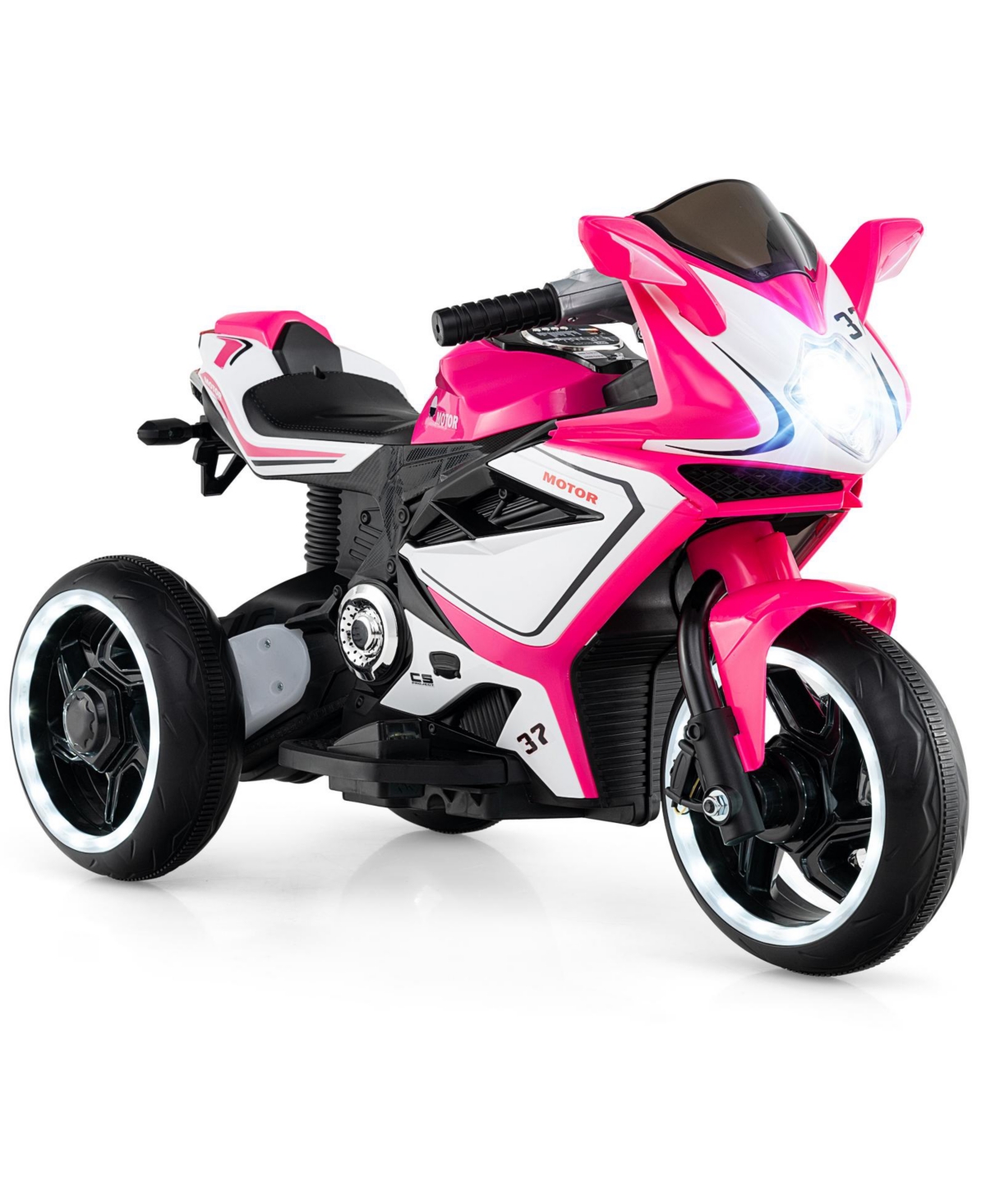 Mecale 6V Kids Ride-On Motorcycle with Led Wheel Lights, 66 lb. Capacity, Ages 3+ - Pink