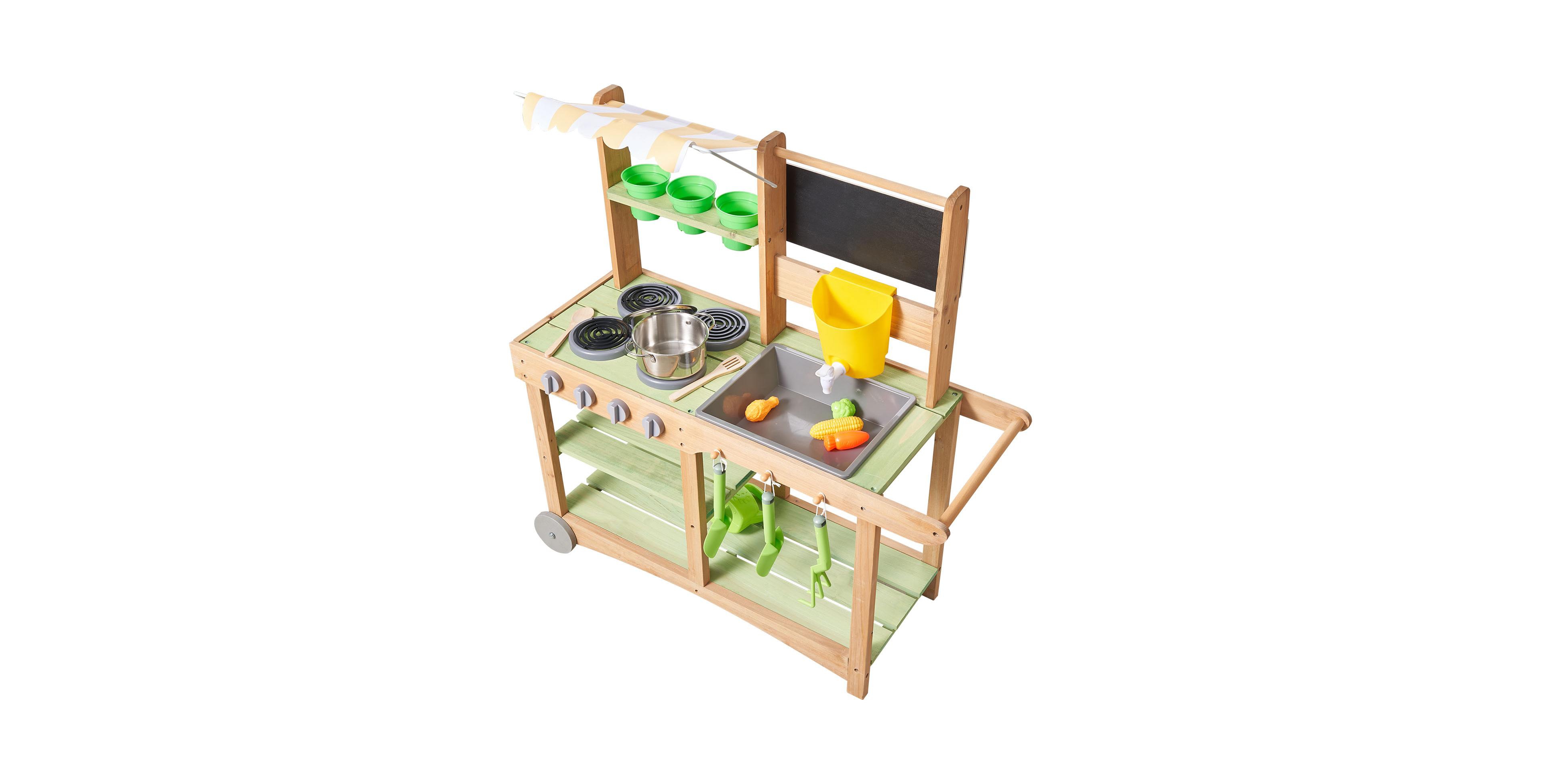 Hongge Mud Kitchen Rolling with Sunshade Canopy, Ages 3+