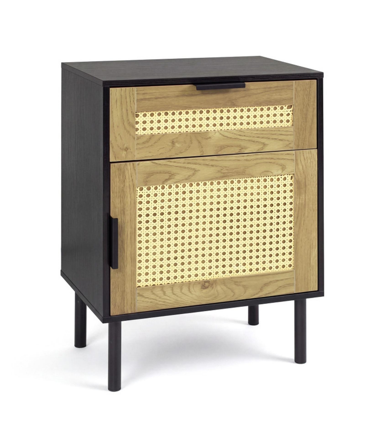 Sugift Rattan Nightstand with Drawer and Storage Cabinet for Bedroom Dorm