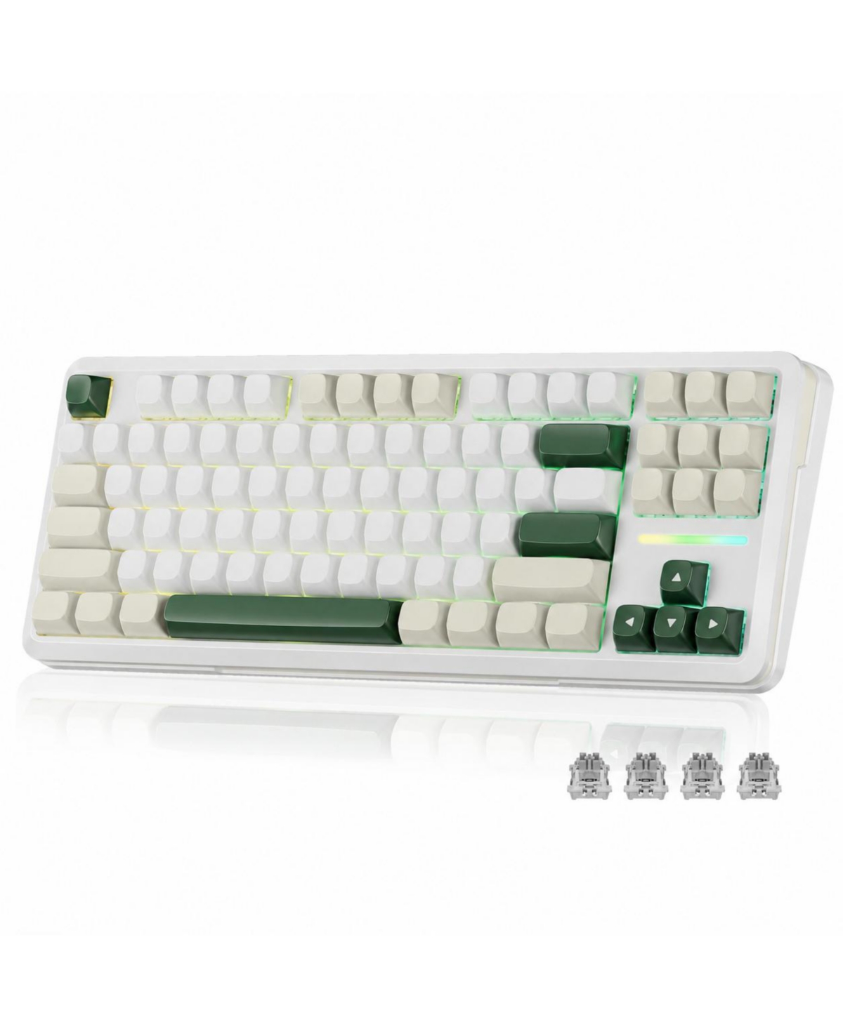 Lofree Tri-Mode Rgb Hot-Swappable 87-Key Tkl Mechanical Gaming Keyboard for Pc, Mac - White