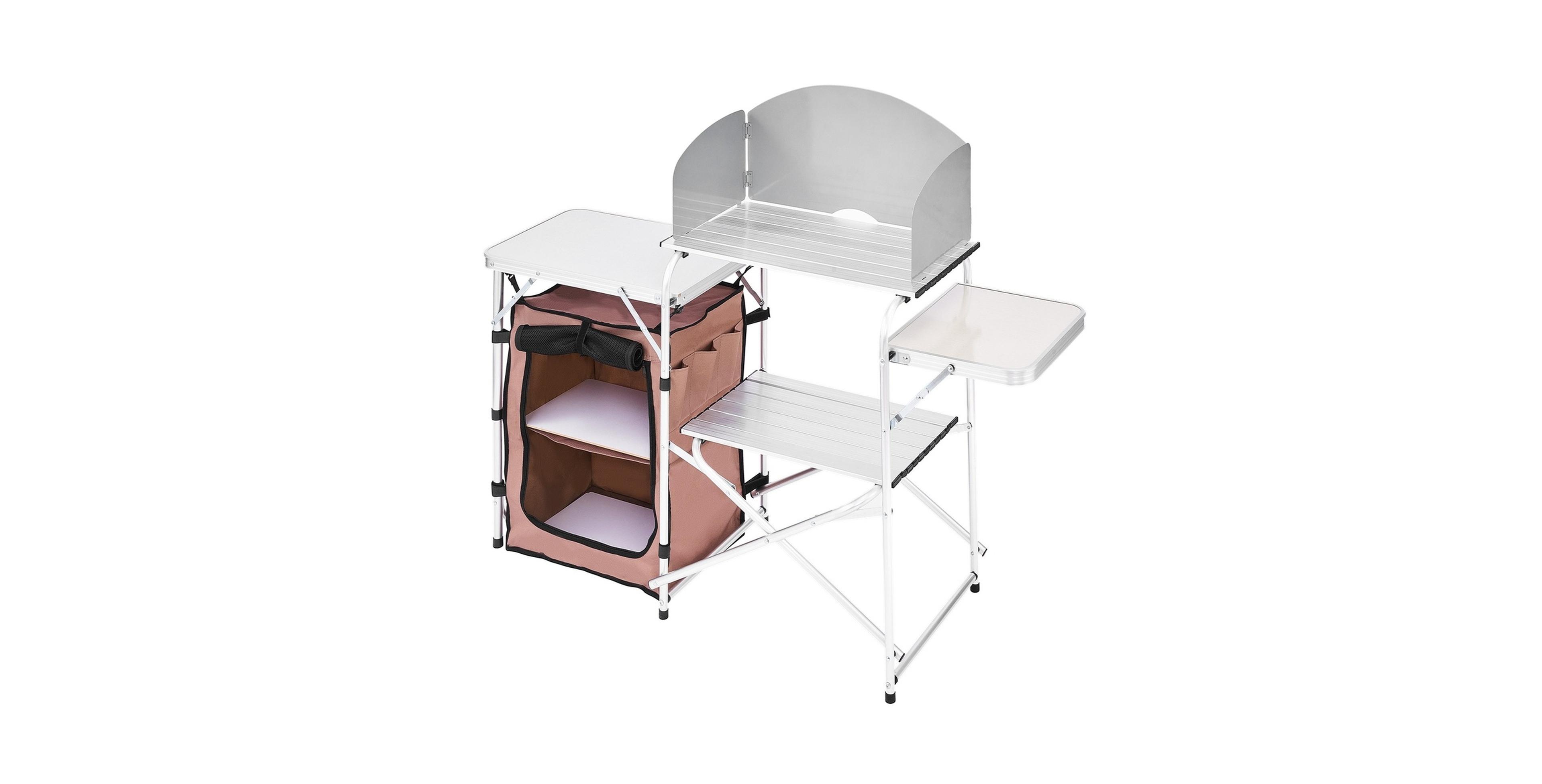 Hongge Two-Tier Folding Camp Kitchen Table with Zippered Carry Bag