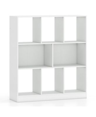 8-Cube 3-Tier Bookcase with 2-Sized Compartments and Anti-Tip Kits for Living Room