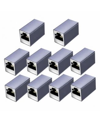 10Gbps Plug-and-Play RJ45 Coupler Adapter for Cat5-Cat8 Ethernet Cables, 10-Pack