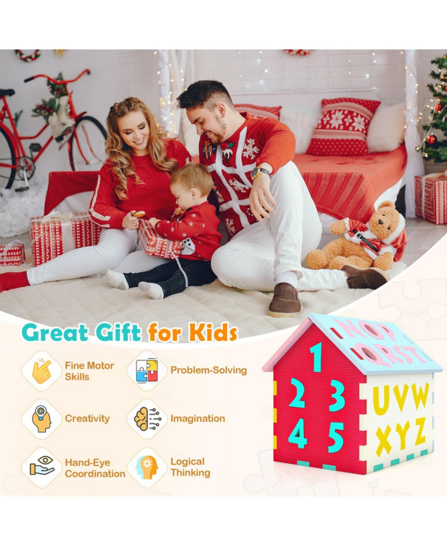 Детские игрушки HONGGE Playhouse Interlocking 7-Piece Play Mat Set, Ages 3+, цвет: Assorted Panel Colors — фото 4
