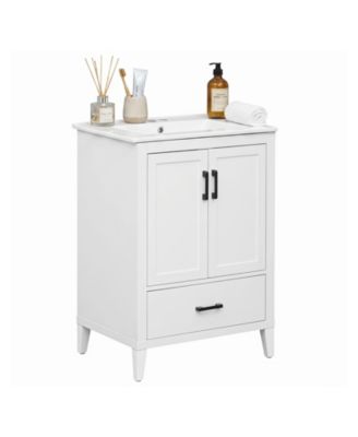 24.5-in Bathroom Vanity with Ceramic Sink, 2 Doors and Drawer