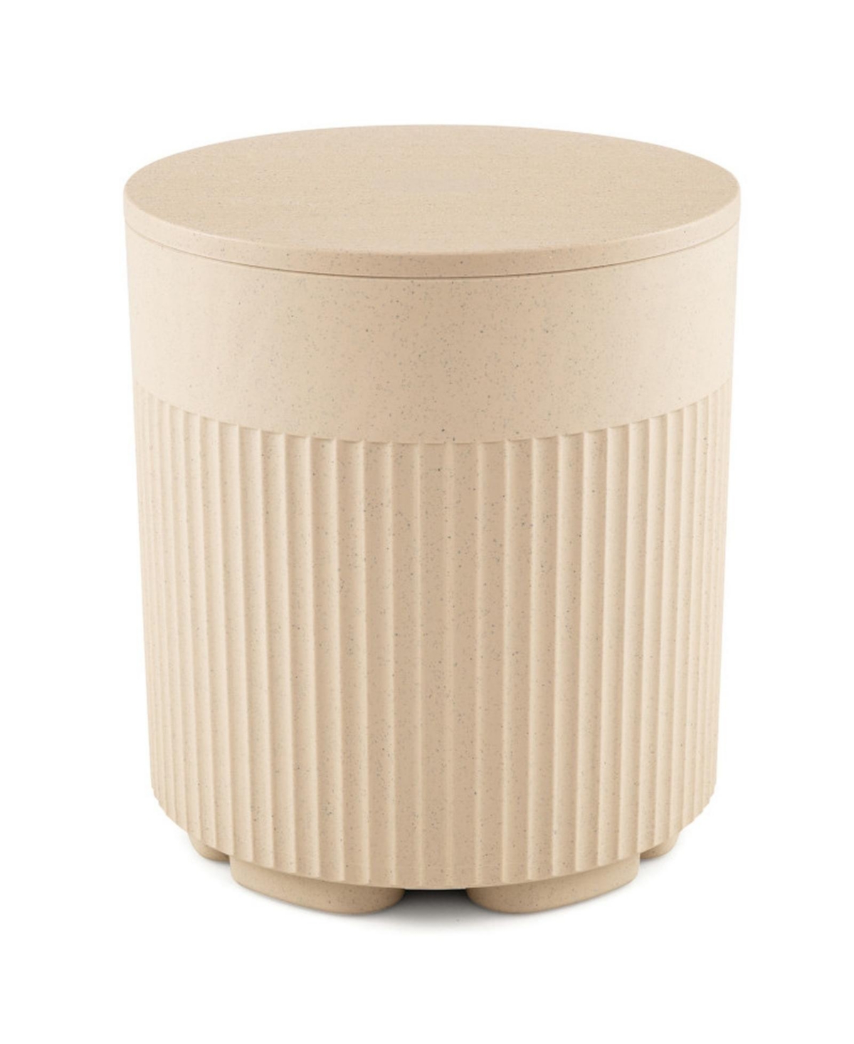 Gouun 3-in-1 Fluted Outdoor Cooler Side Table with 6.2 Gal Bucket - Warm beige