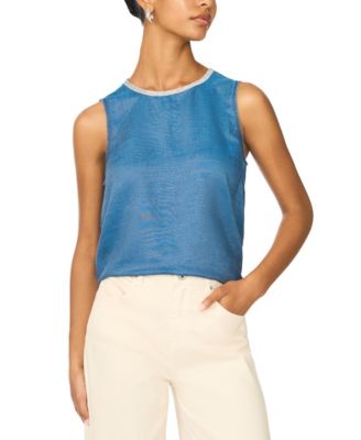 Women's Denim Sleeveless Embellished Blouse