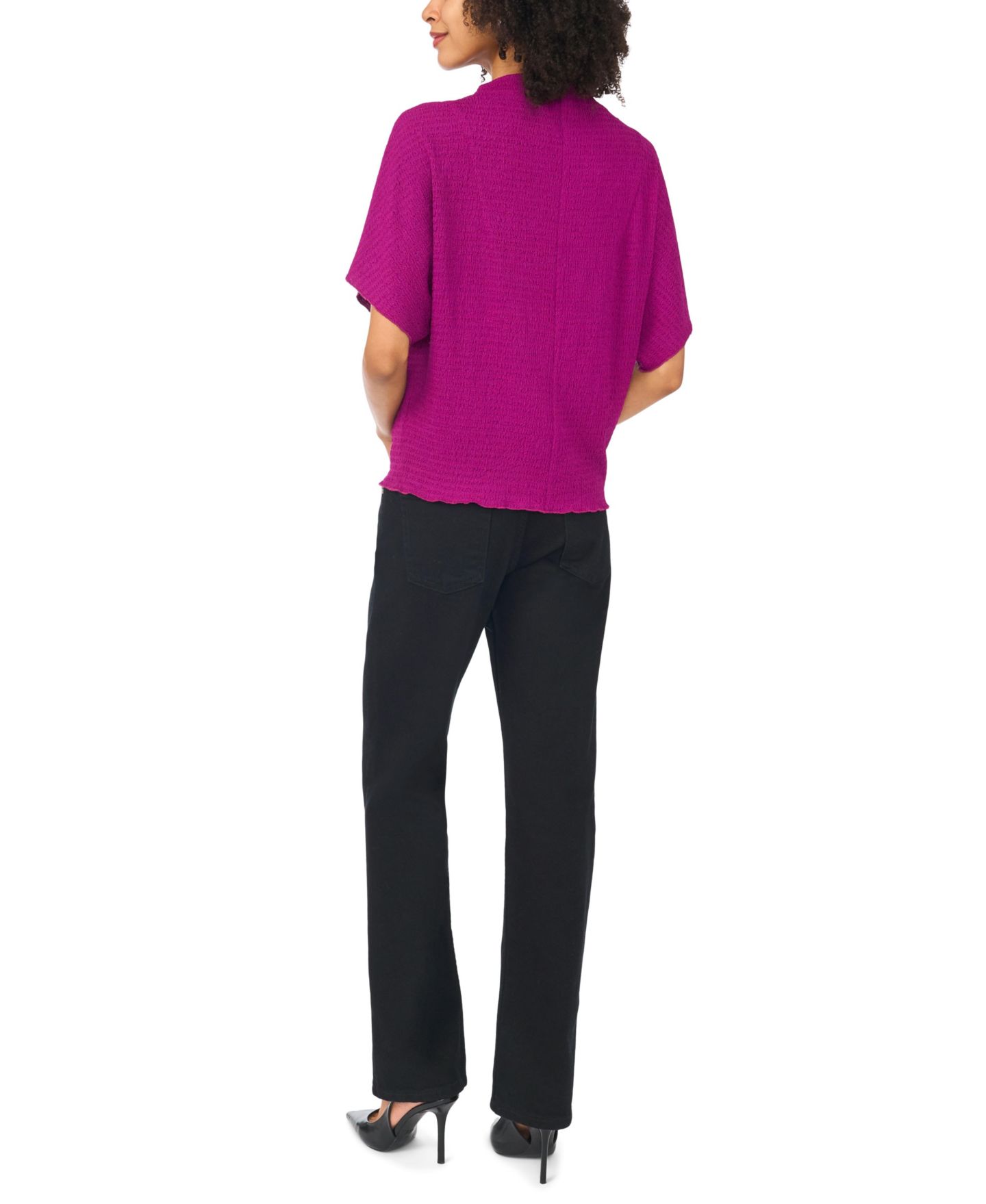 Женский топ Vince Camuto Textured High Neck Wide Sleeve, цвет: Фуксия — фото 5