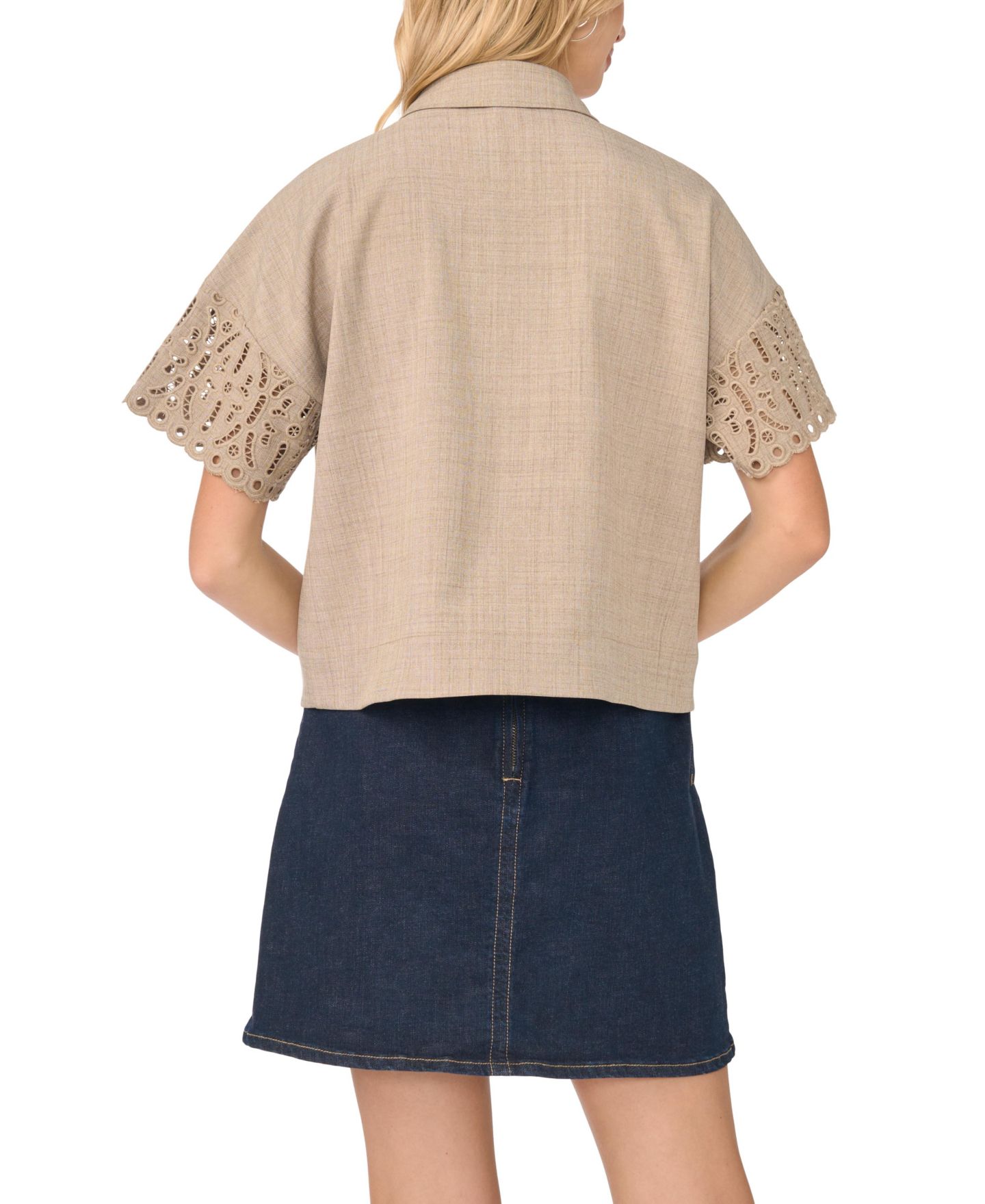 Женская блузка Vince Camuto Button Front Embroidery Sleeve, цвет: Пыльный серо-коричневый — фото 4