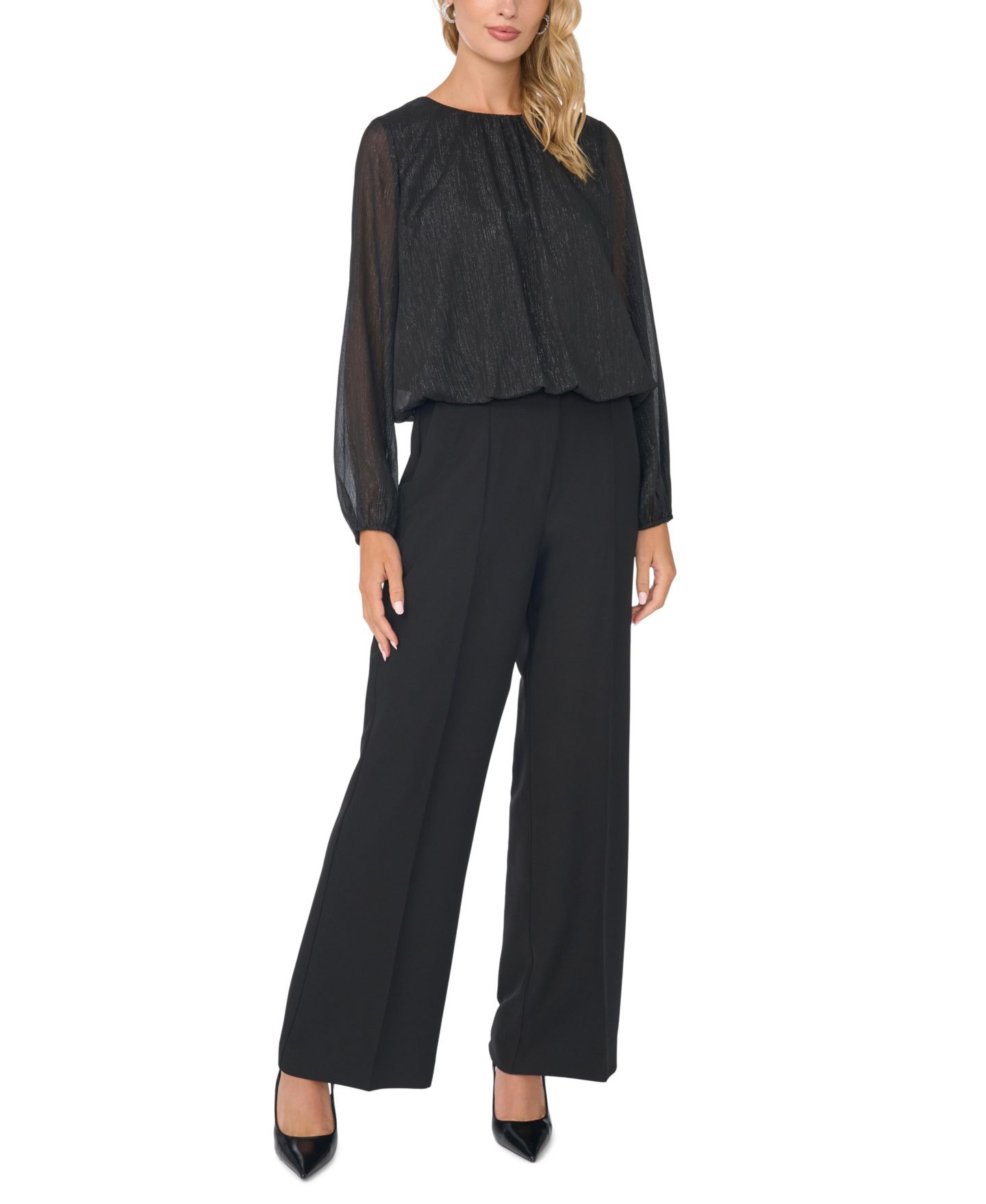 Женская блузка Vince Camuto Long Sleeve Bubble, цвет: Насыщенный чёрный — фото 2