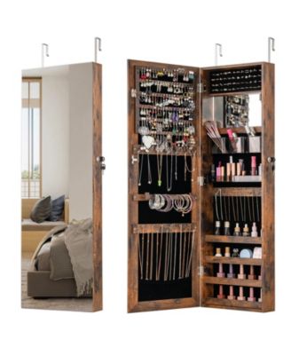 43.5 Inch Jewelry Mirror Cabinet with Full-Length Mirror and Adjustable Hangers