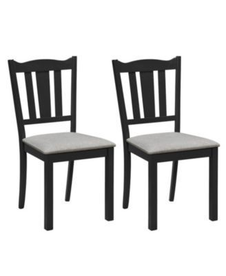 Set of 2 Wooden Dining Chairs with Hollow Back and Soft-Padded Cushion