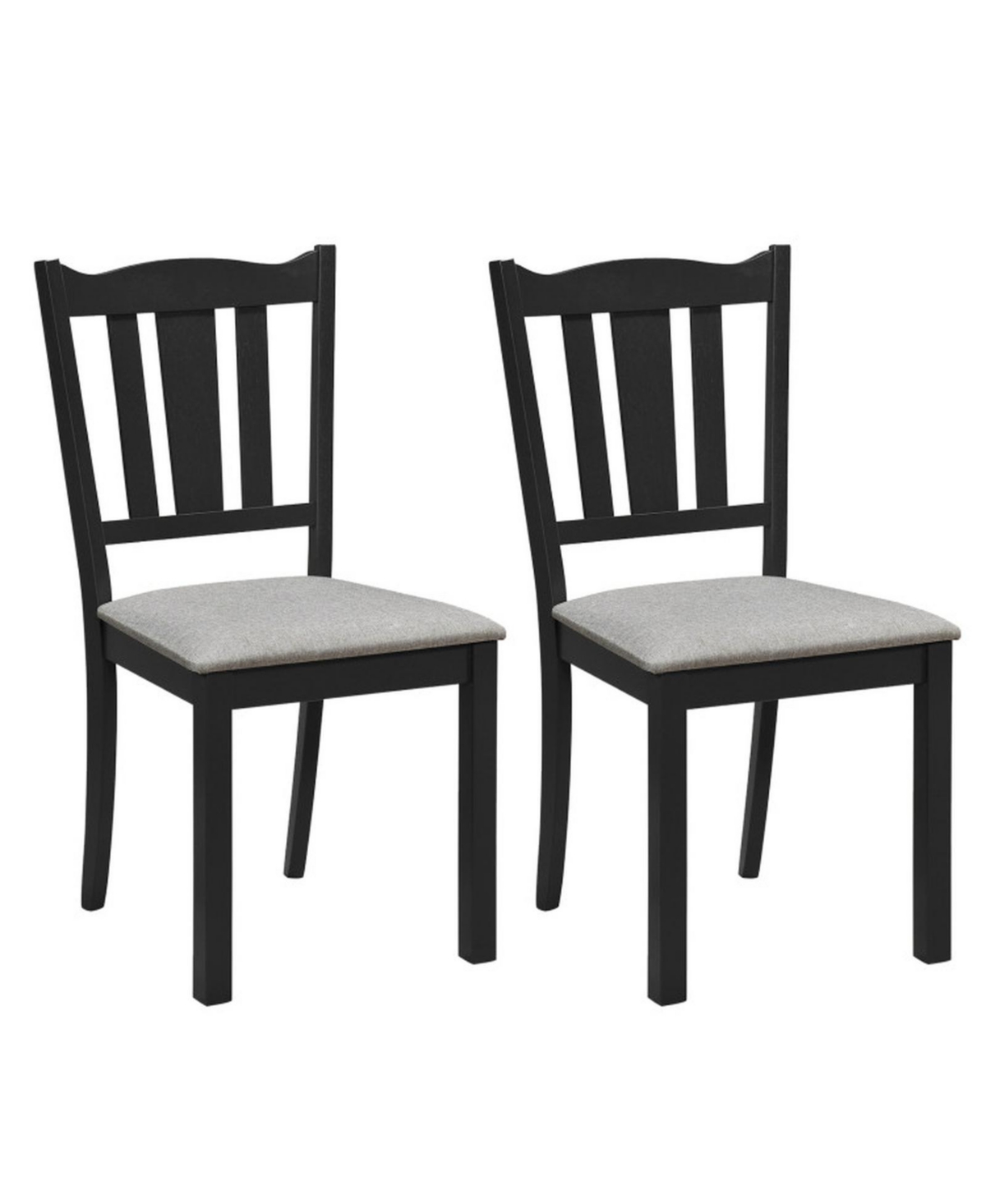 Sugift Set of 2 Wooden Dining Chairs with Hollow Back and Soft-Padded Cushion - Black