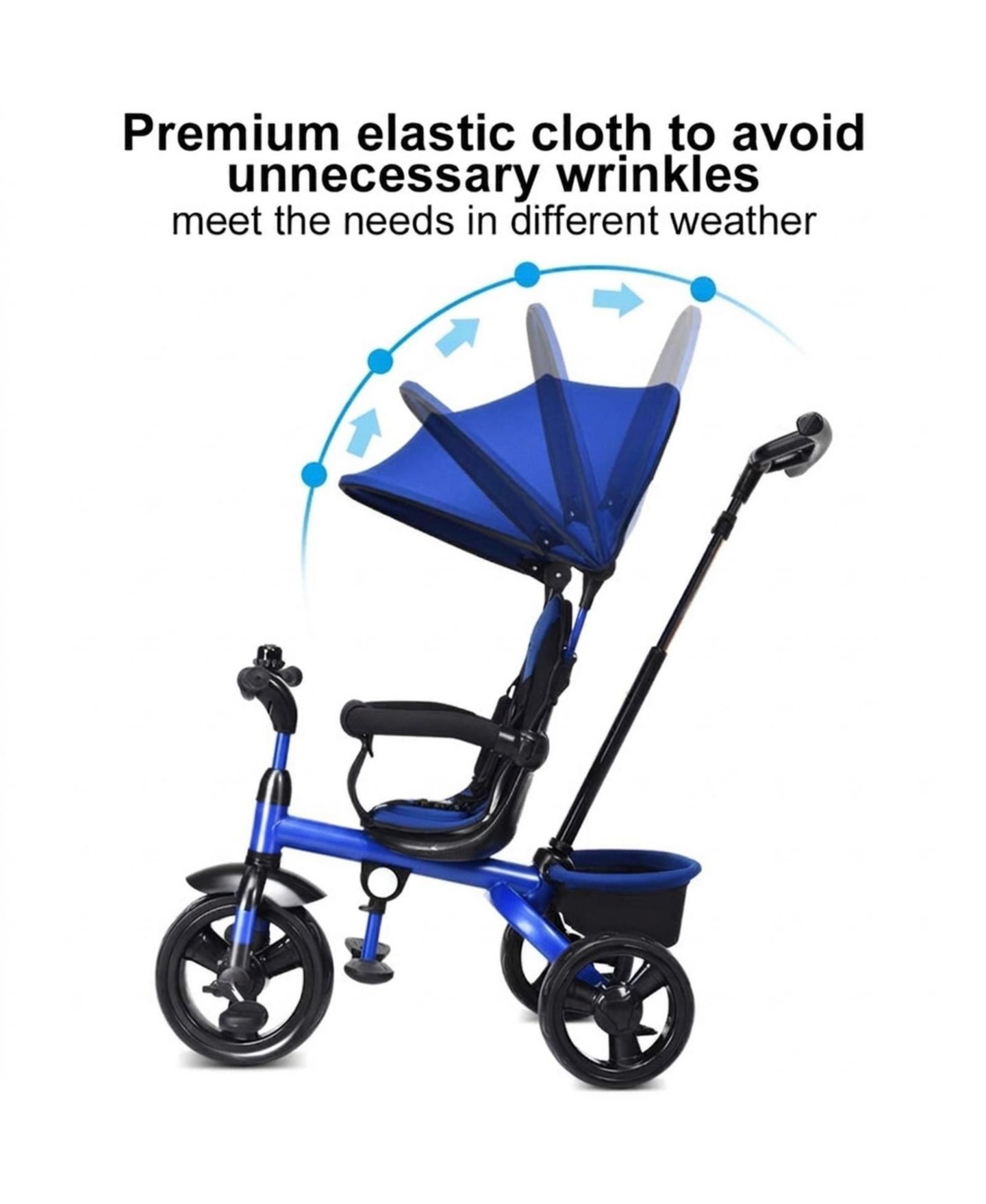 Детская игрушка HONGGE 4-in-1 Kids Tricycle with Adjustable Push Handle, 50 lbs Capacity, Ages 10 Months-5 Years, цвет: Синий — фото 6