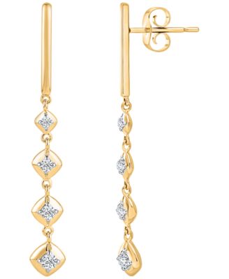 Diamond Geo Drop Earrings (1/6 ct. t.w.) in 10k Yellow Gold