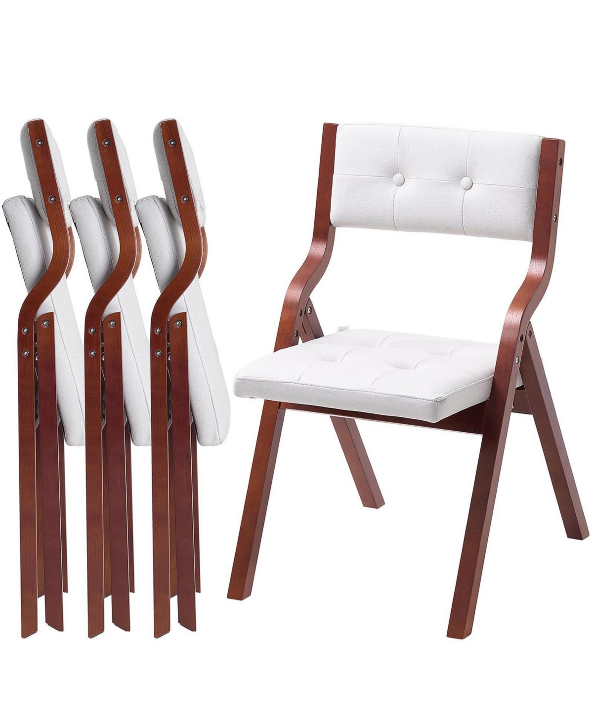 Sugift Set of 4 Padded Wooden Folding Chairs with Cushioned Seat for Dining Kitchen Office Wedding Party
