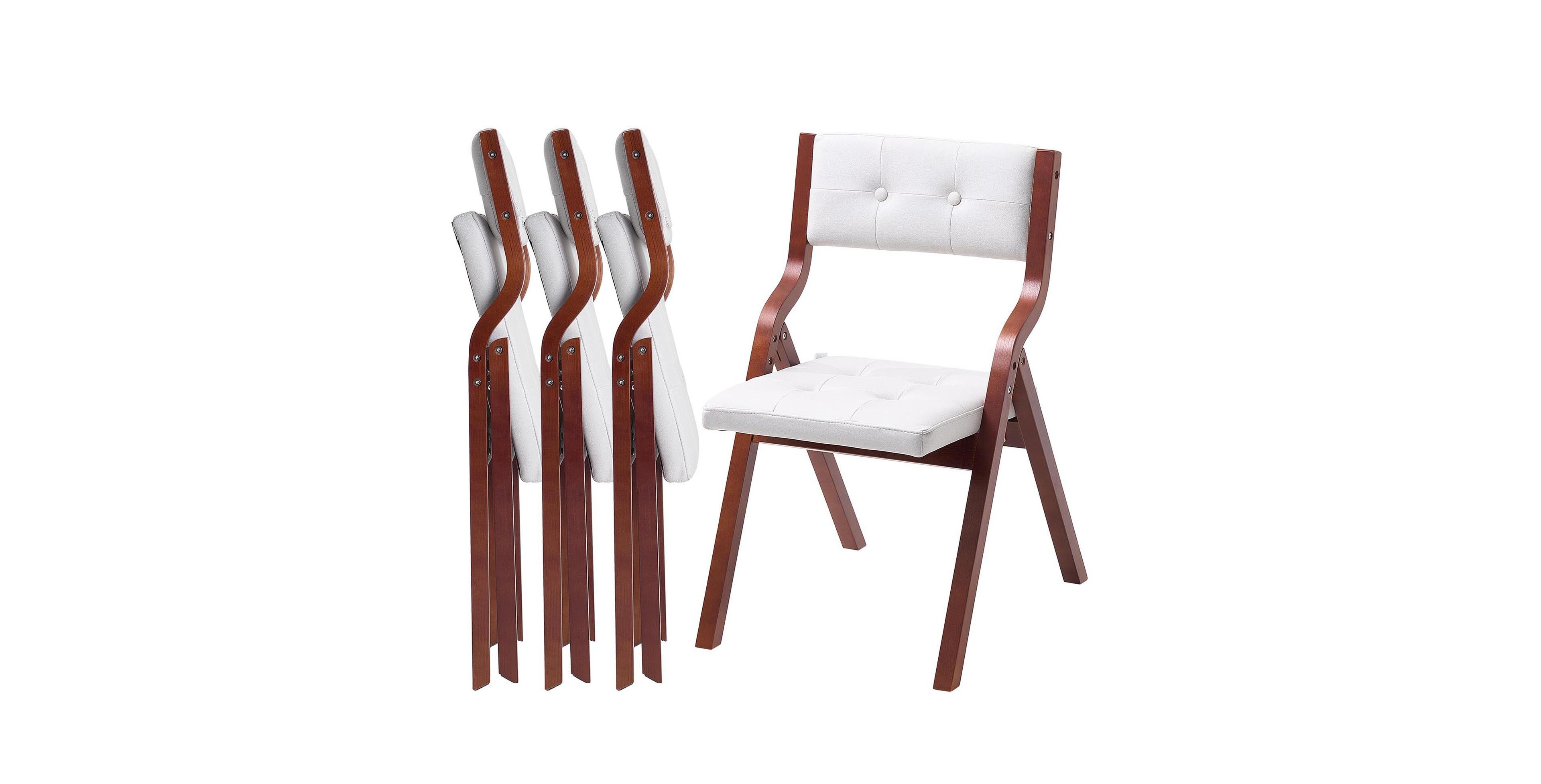 Sugift Set of 4 Padded Wooden Folding Chairs with Cushioned Seat for Dining Kitchen Office Wedding Party