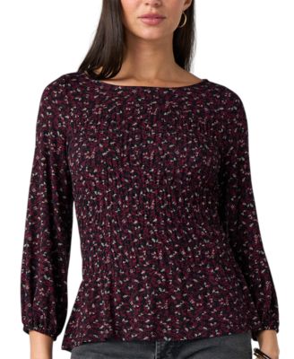 Petite 3/4-Sleeve Smocking Blouse