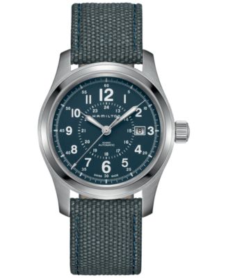 Hamilton - Men's Swiss Automatic Khaki Field Blue Canvas Strap Watch 42mm H70605943