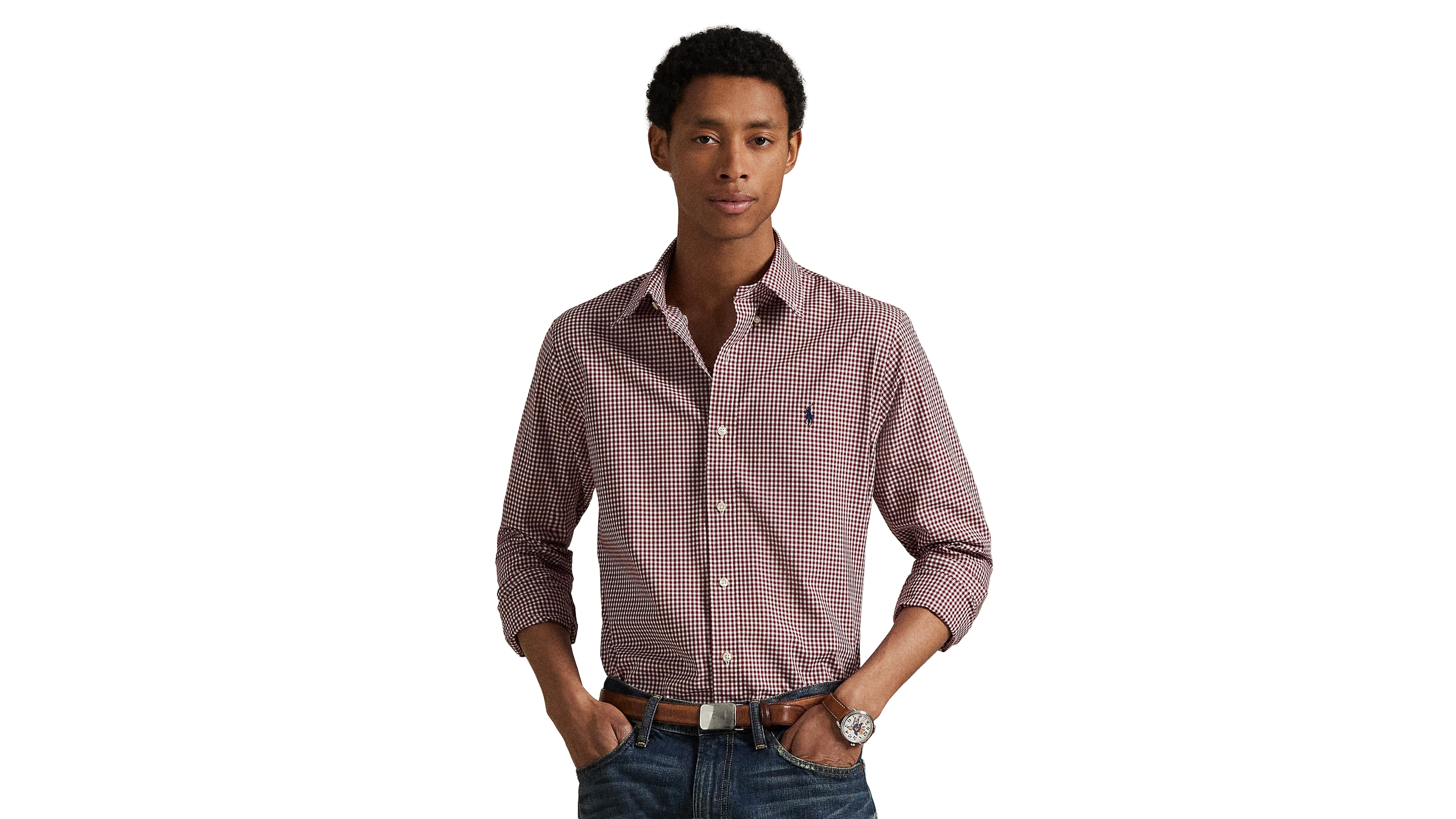 Polo Ralph Lauren Men's Custom Gingham Stretch Cotton-Blend Poplin Dress Shirt