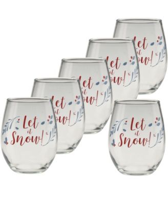 Holiday Let It Snow Stemless Wine Glasses, Set of 6