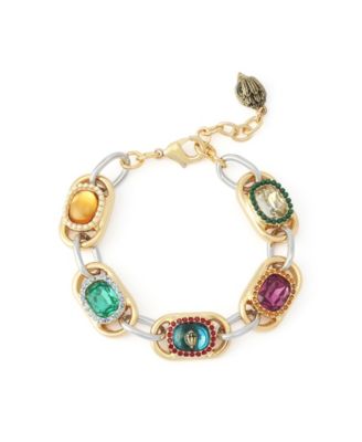 Two-Tone Crystal and Imitation Pearl Adjustable Chain Bracelet
