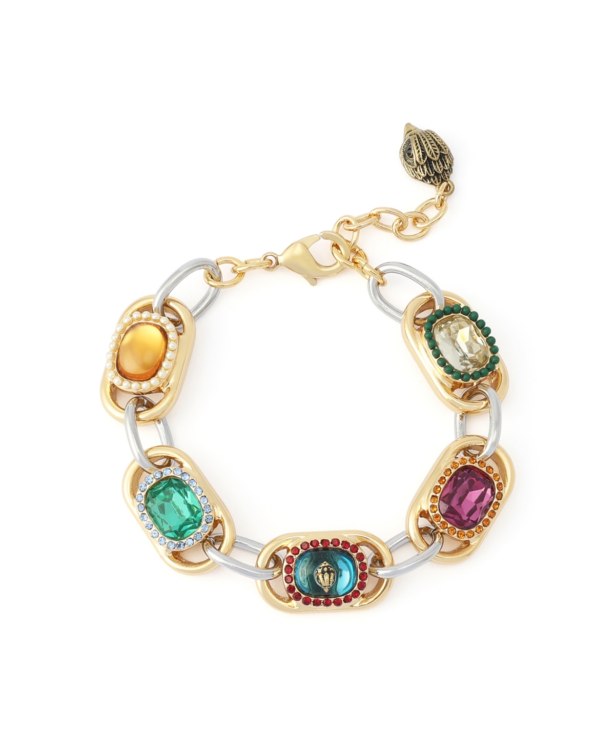 Kurt Geiger London Two-Tone Crystal and Imitation Pearl Adjustable Chain Bracelet