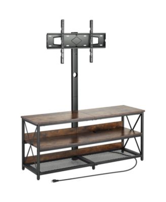 48 Inch TV Stand with Mount for up to 75 Inch TVs Height Adjustable with Power Outlet and 3-Tier Storage