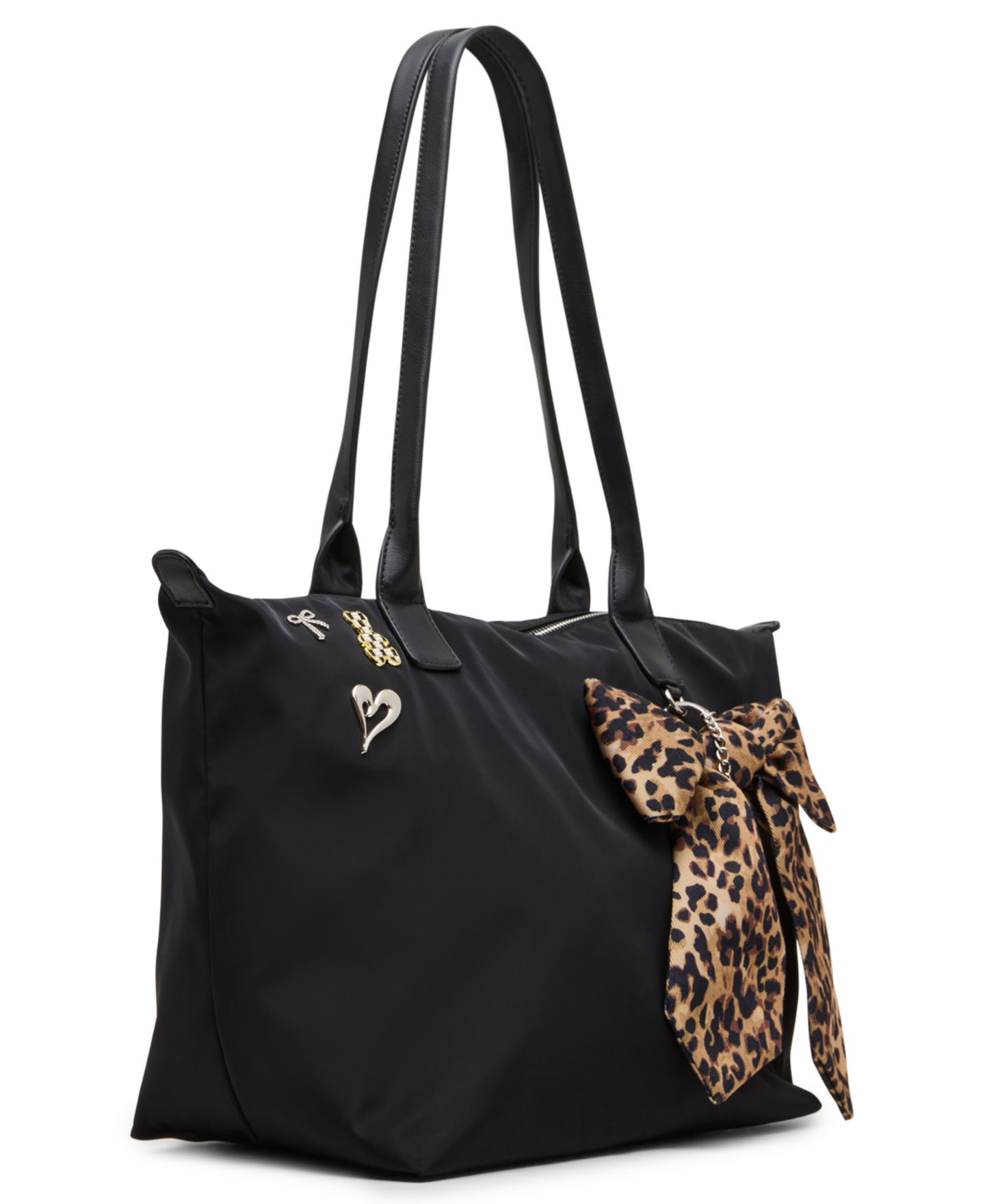 Женская сумка Madden Girl Large Nylon Removable Bow Charm Tote, цвет: Чёрный — фото 3