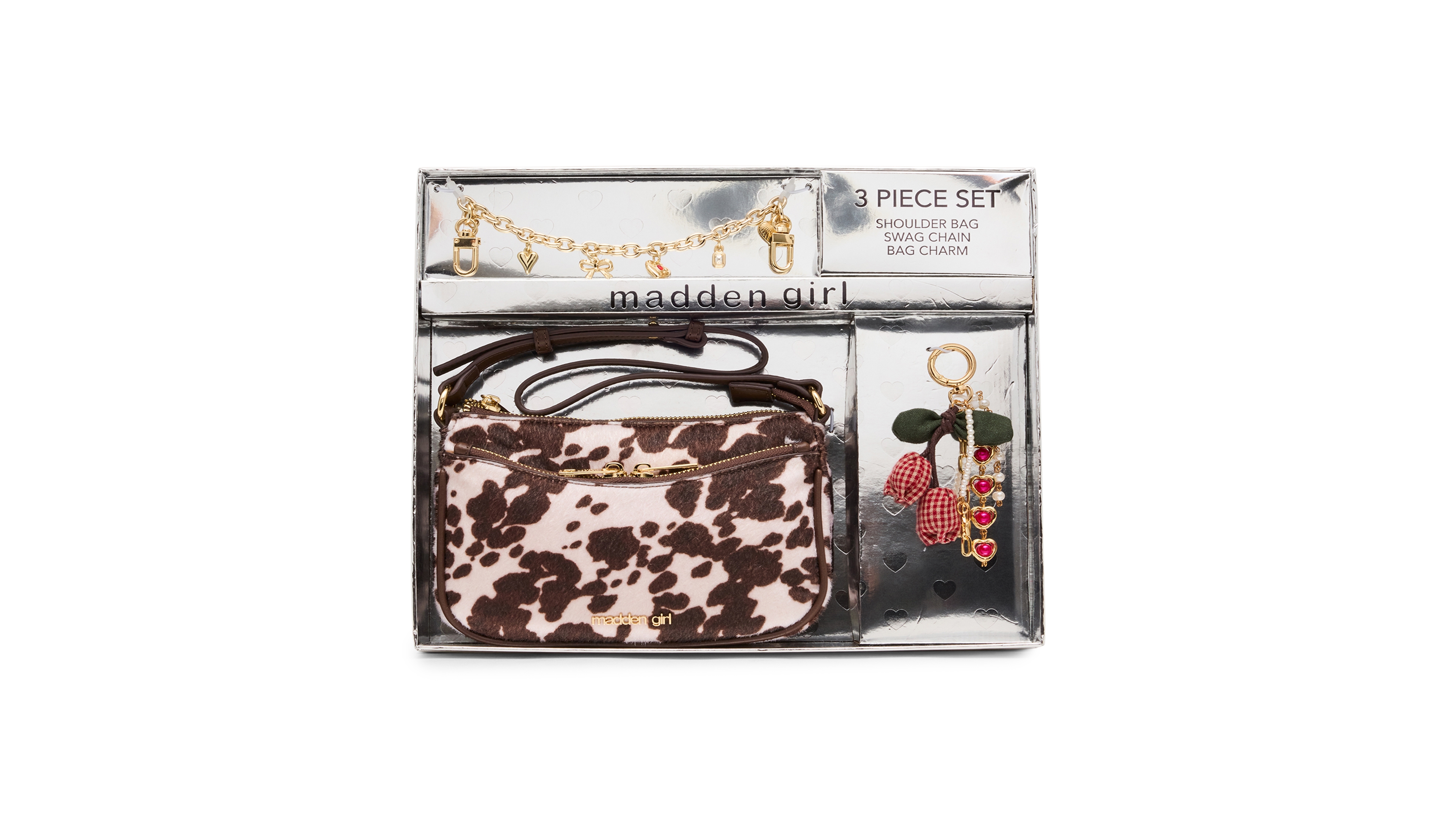 Madden Girl Gift Set Faux Leather Crossbody Shoulder Bag, 3-Piece Set