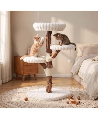 32.28 Inch Tall Cat Tree with Sisal Scratching Posts and Toys