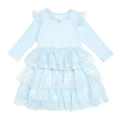 Baby Girls' Glitter Snowflake Long Sleeve Tutu Dress