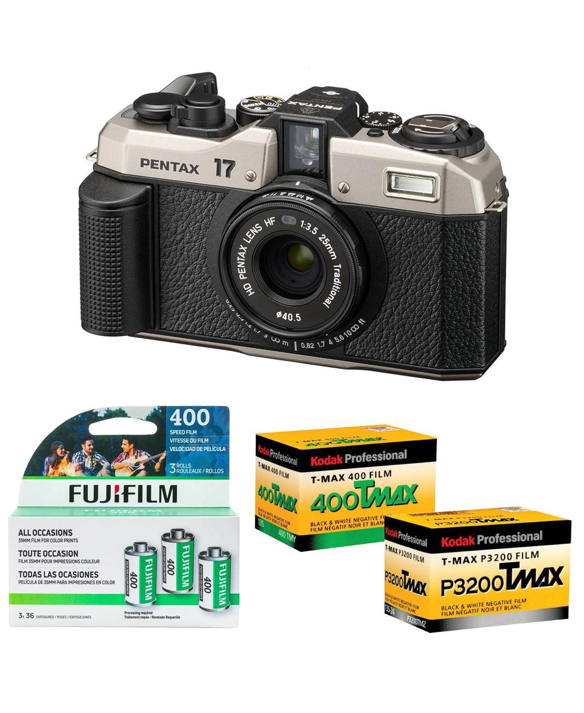 Pentax 17 Film Camera, Bundle with Film Pack - Dark silver