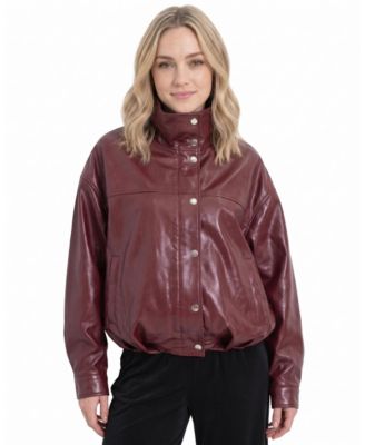 Women's Arden Funnel Neck Leather Jacket