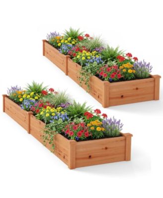Set of 2 Wooden Vegetable Raised Garden Beds for Backyards