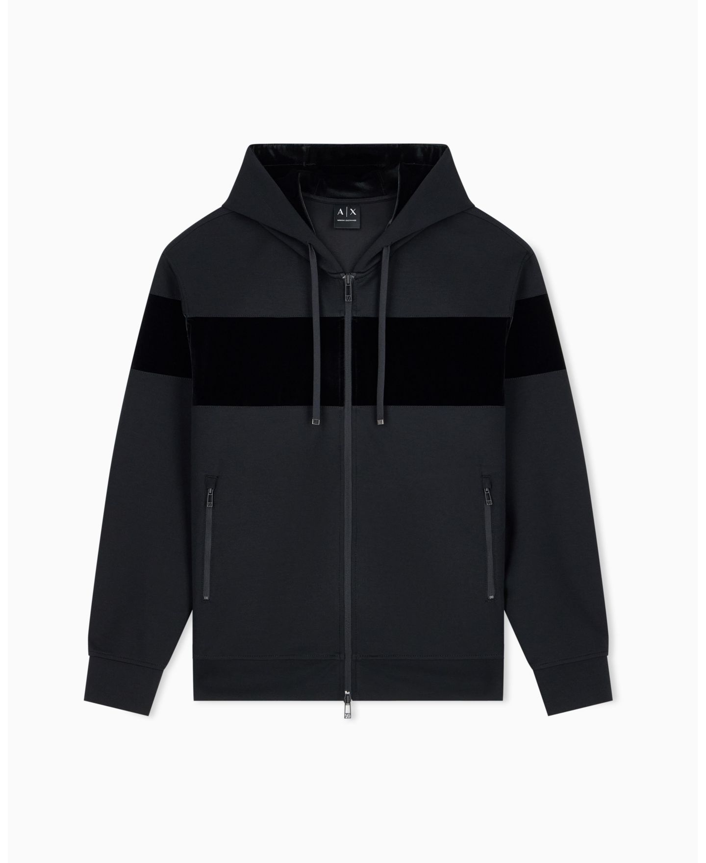 Мужское худи A|X Armani Exchange Colorblock Full-Zip, цвет: Чёрный — фото 6